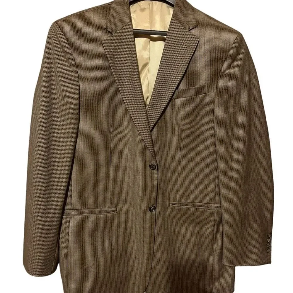 Vintage Stafford Men's Gray Wool Blazer 42L Herringbone Formal Jacket